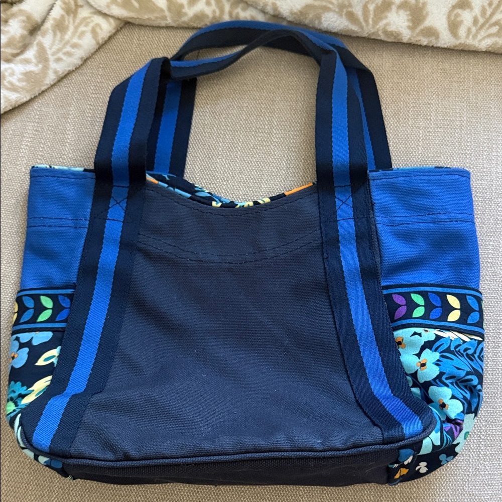 Blue Floral Canvas Tote Bag